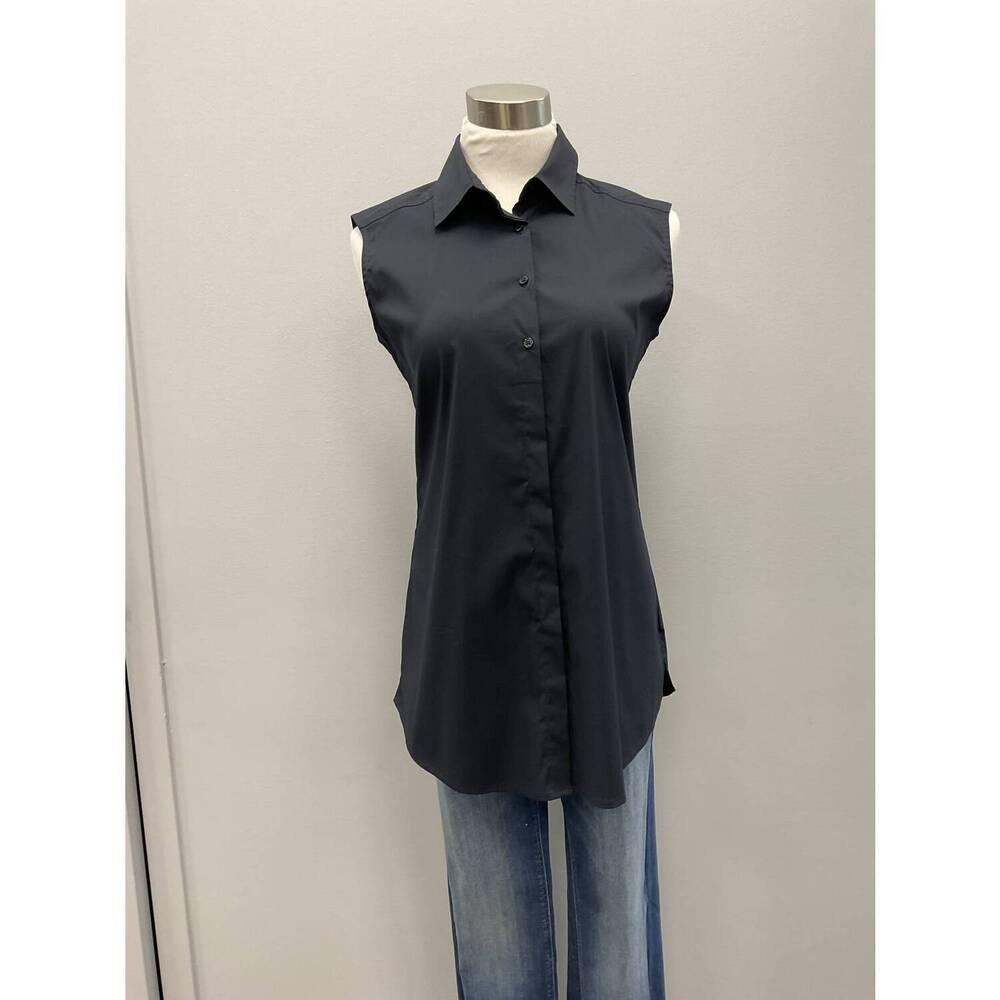 NEW JORDAN LOUIS savile cotton stretch sleeveless shirt in midnight navy